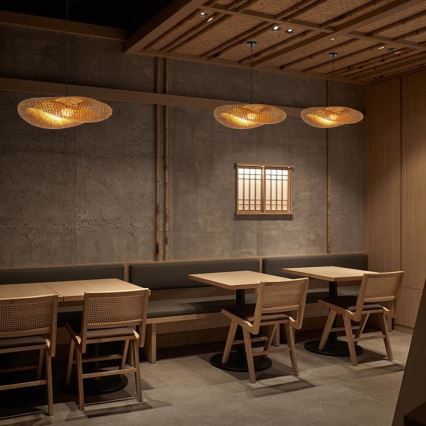 Kattokruunu johdossa HILO 1xE27/40W/230V halkaisija 80 cm bambu