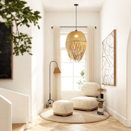 Kattokruunu johdossa HILO 1xE27/40W/230V halkaisija 45 cm bambu