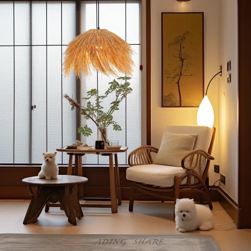 Kattokruunu johdossa NATURALEZA 1xE27/40W/230V halkaisija 55 cm rottinki