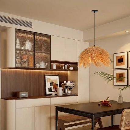 Kattokruunu johdossa NATURALEZA 1xE27/40W/230V halkaisija 55 cm rottinki