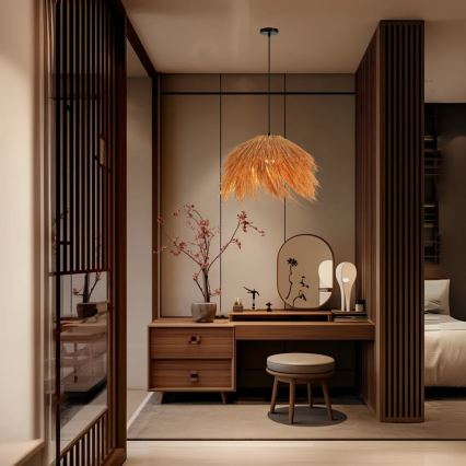 Kattokruunu johdossa NATURALEZA 1xE27/40W/230V halkaisija 55 cm rottinki