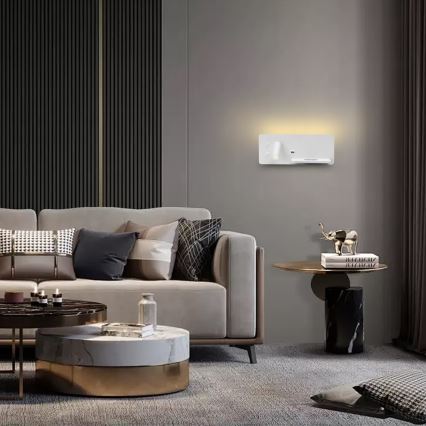 Immax 08285L - LED-seinävalaisin hyllyllä, USB-portilla ja langattomalla latauksella Be PREPARE LED/3W/230V + LED/3W valkoinen