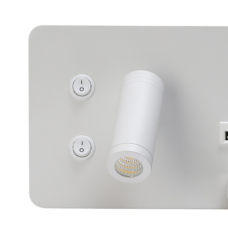 Immax 08285L - LED-seinävalaisin hyllyllä, USB-portilla ja langattomalla latauksella Be PREPARE LED/3W/230V + LED/3W valkoinen