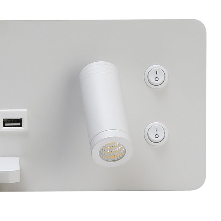 Immax 08286L - LED-seinävalaisin hyllyllä, USB-portilla ja langattomalla latauksella Be PREPARE LED/3W/230V + LED/3W valkoinen