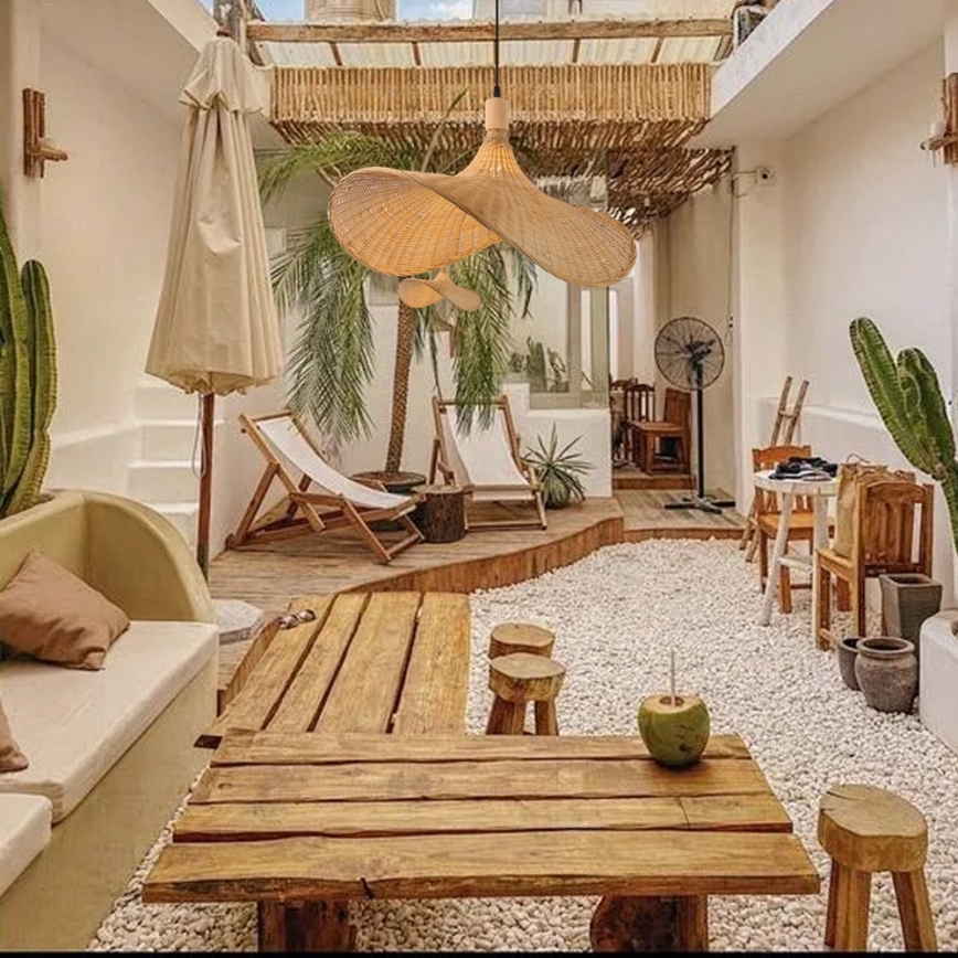 Immax 08289L - Kattokruunu johdossa SOMBRERO 1xE27/40W/230V halkaisija 70 cm rottinki