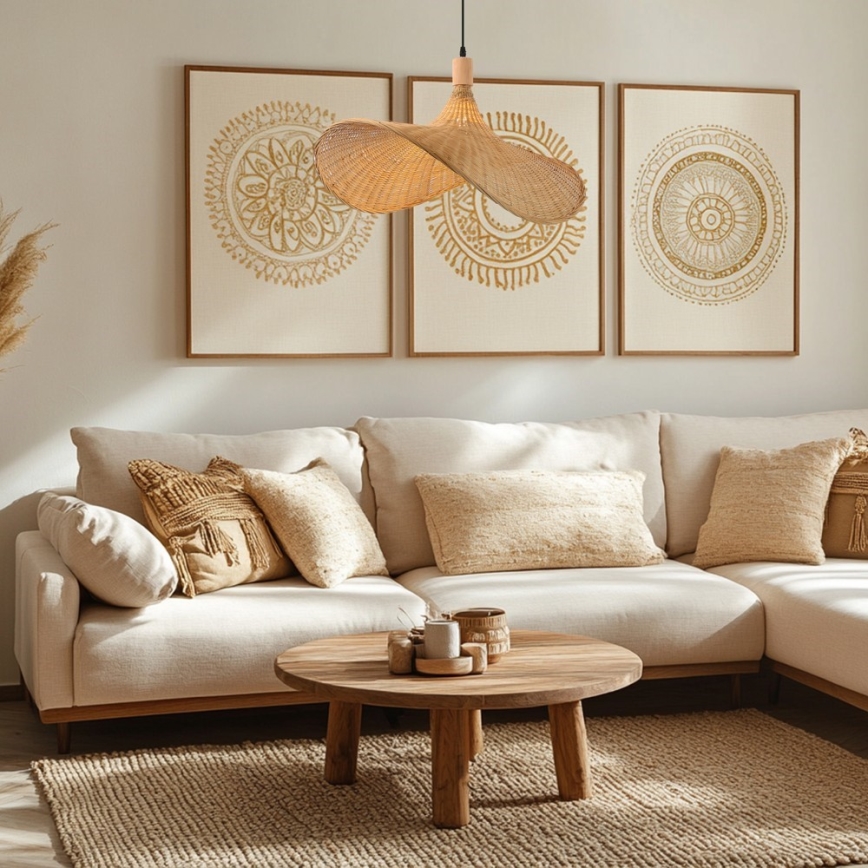 Immax 08289L - Kattokruunu johdossa SOMBRERO 1xE27/40W/230V halkaisija 70 cm rottinki