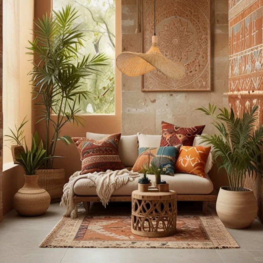 Immax 08289L - Kattokruunu johdossa SOMBRERO 1xE27/40W/230V halkaisija 70 cm rottinki