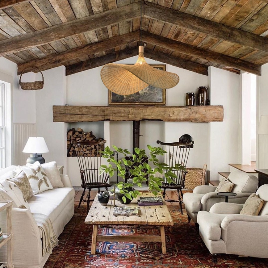 Immax 08290L - Kattokruunu johdossa SOMBRERO 1xE27/40W/230V halkaisija 80 cm rottinki