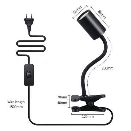 Säädettävä klipsivalaisin PUNTO 1xGU10/9W/230V musta
