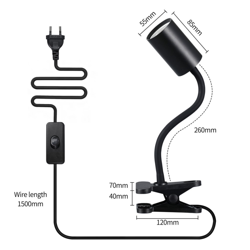 Säädettävä klipsivalaisin PUNTO 1xGU10/9W/230V musta
