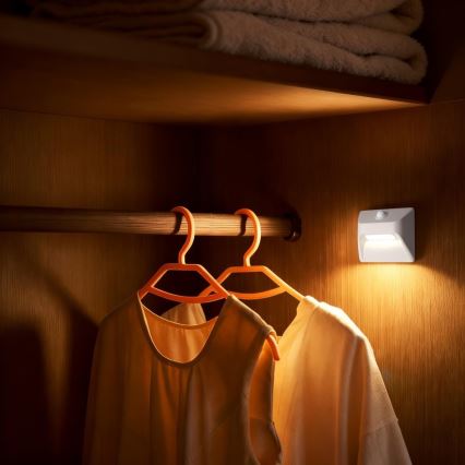 Ladattava LED-portaikkovalaisin liike- ja hämäräkytkimellä STEP LIGHT LED/0,3W/3,7V 2200 mAh IP53 valkoinen
