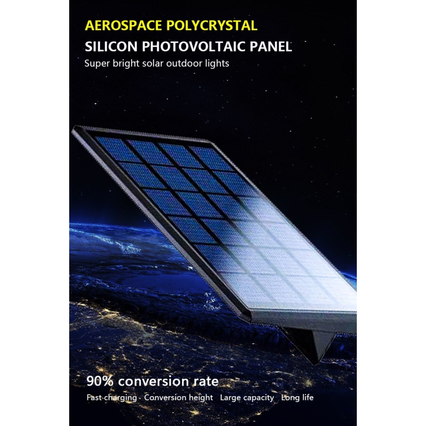 LED-seinäaurinkovalaisin anturilla LED/2,6W/5,5V IP65 musta