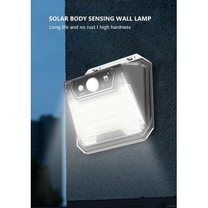 LED aurinkokenno seinävalo anturilla LED/3W/5,5V IP65