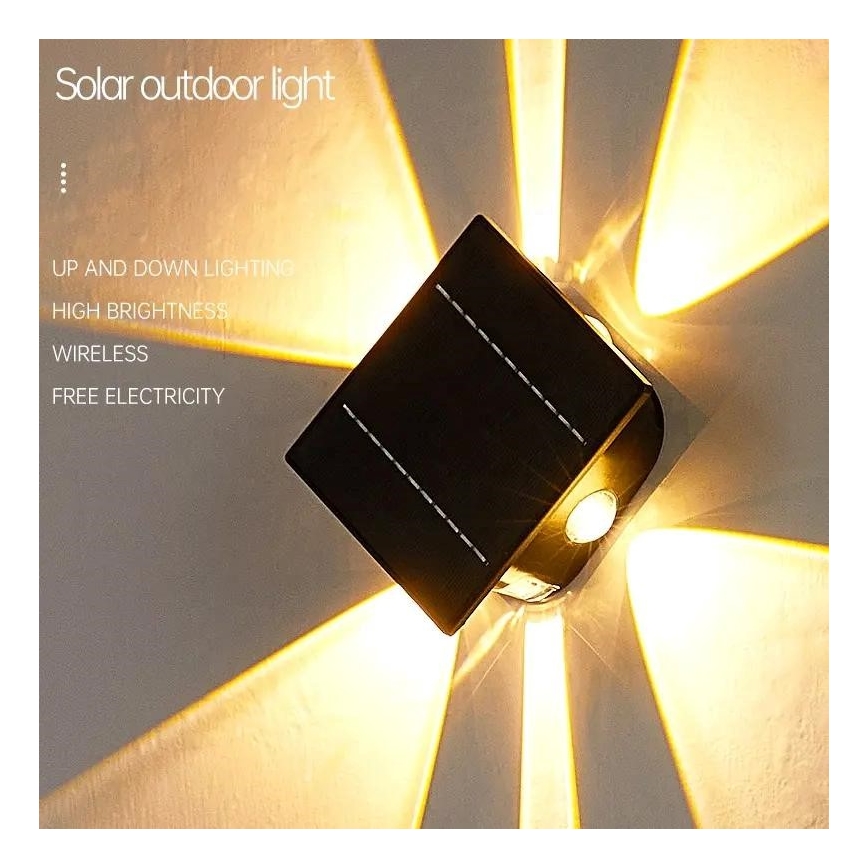 LED aurinkokennoseinävalaisin anturilla LED/2W/5V IP54 1300 mAh