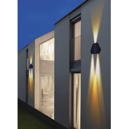 LED aurinkokennoseinävalaisin anturilla LED/2W/5V IP54 1300 mAh