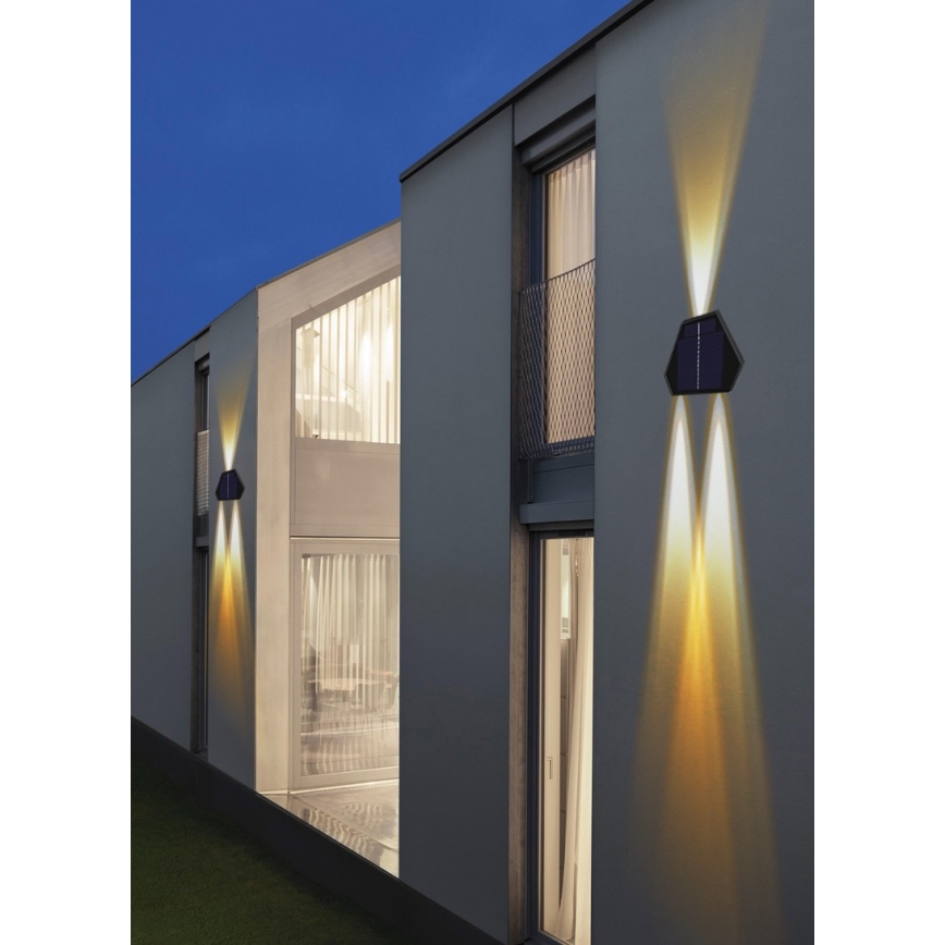 LED aurinkokennoseinävalaisin anturilla LED/2W/5V IP54 1300 mAh