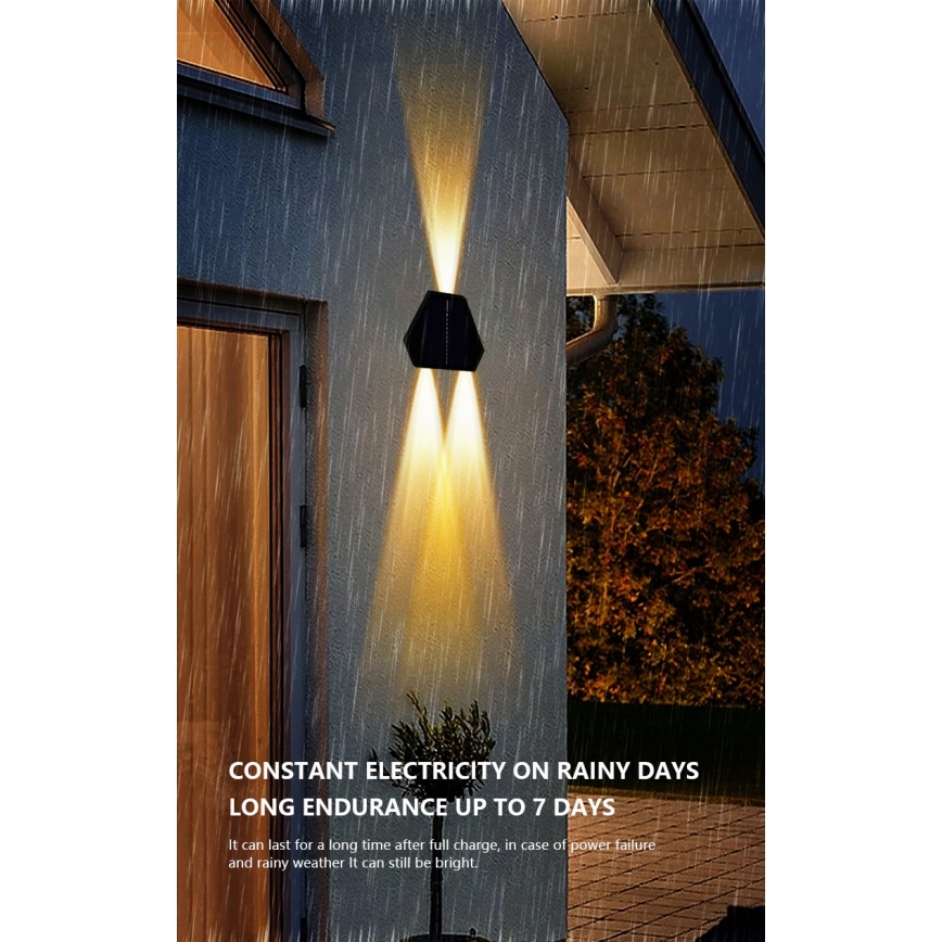 LED aurinkokennoseinävalaisin anturilla LED/2W/5V IP54 1300 mAh