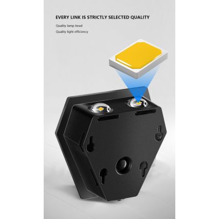 LED aurinkokennoseinävalaisin anturilla LED/2W/5V IP54 1300 mAh