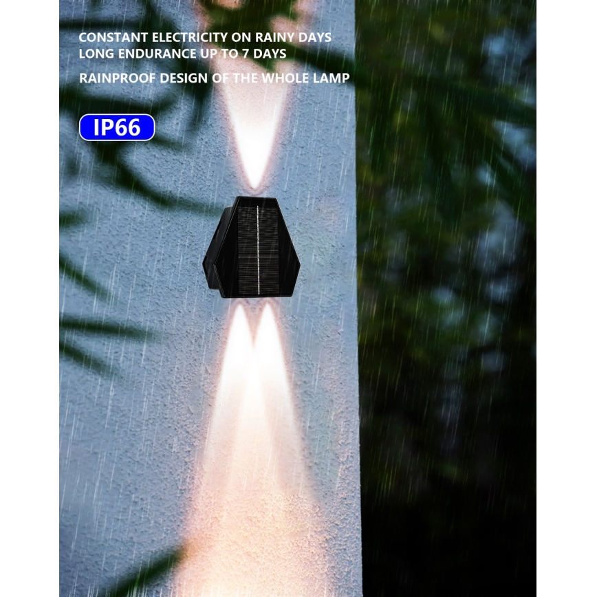 LED aurinkokennoseinävalaisin anturilla LED/2W/5V IP54 1300 mAh