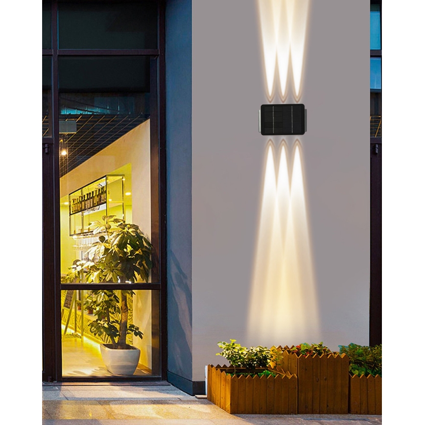 LED aurinkokennoseinävalaisin anturilla LED/2W/5V IP54 1300 mAh