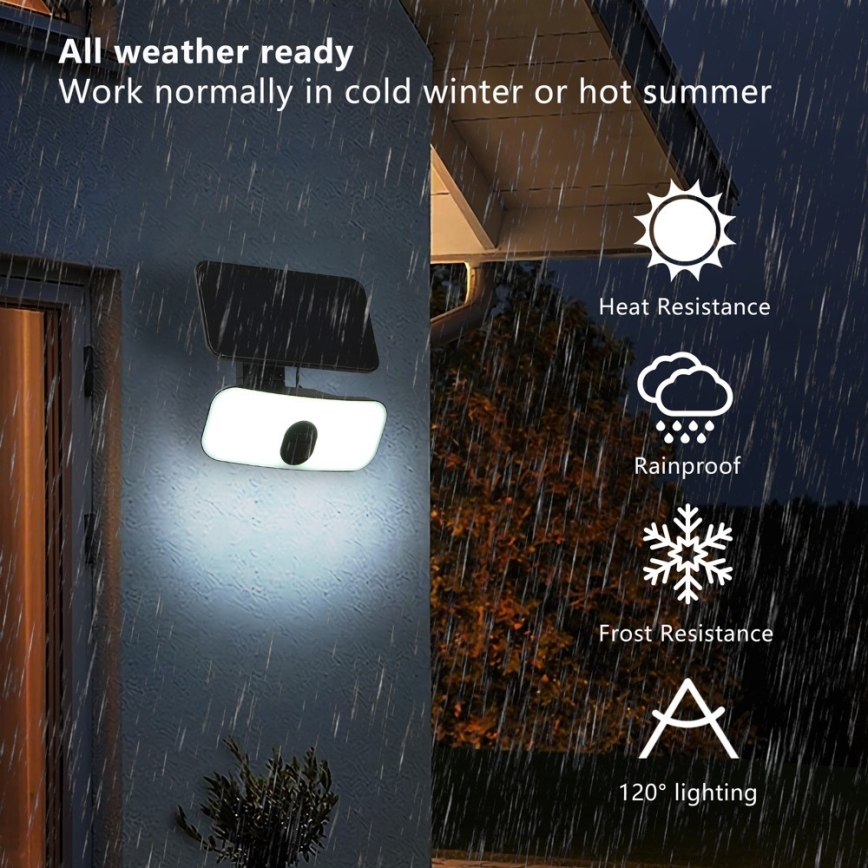 LED aurinkokennoseinävalaisin anturilla LED/13W/3,7V 4000K IP65 400 mAh