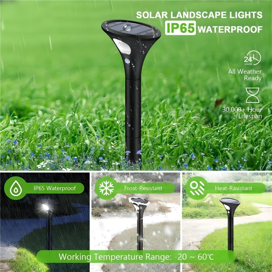 LED aurinkokennovalo sensorilla LED/1W/3,7V 6000K IP65 1500 mAh