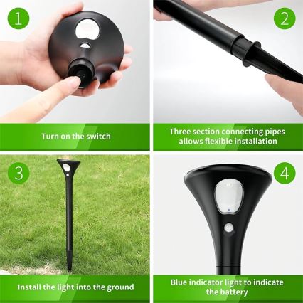 LED aurinkokennovalo sensorilla LED/1W/3,7V 6000K IP65 1500 mAh