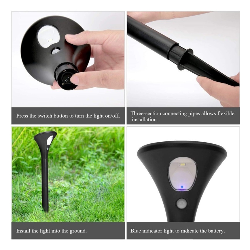 LED aurinkokennovalo sensorilla LED/1W/3,7V 6000K IP65 1500 mAh