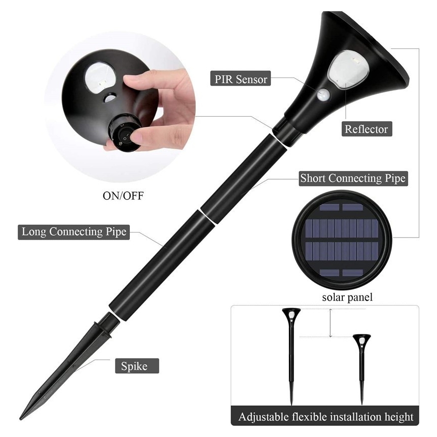 LED aurinkokennovalo sensorilla LED/1W/3,7V 6000K IP65 1500 mAh