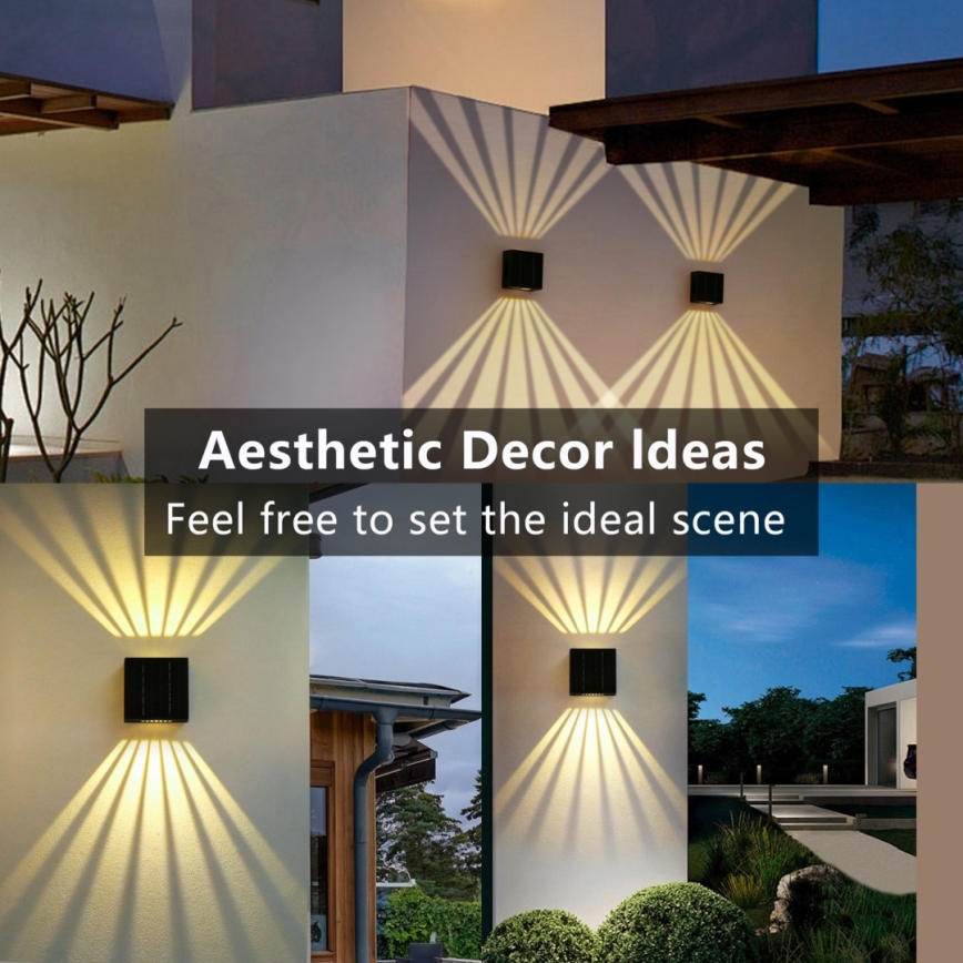 LED aurinkokäyttöinen seinävalaisin LED/2W/3,7V 4000K IP44 1300 mAh