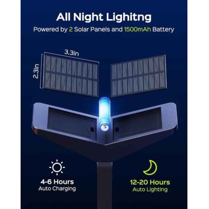 Aurinkokennolla toimiva LED-ulkovalaisin liiketunnistimella SUN BUTTERFLY LED/1,5W/3,7V 3000/6000K IP65 1500 mAh