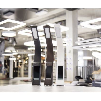 LED Himmennettävä pöytävalaisin näytöllä LEATHER LED/7W/230V ruskea