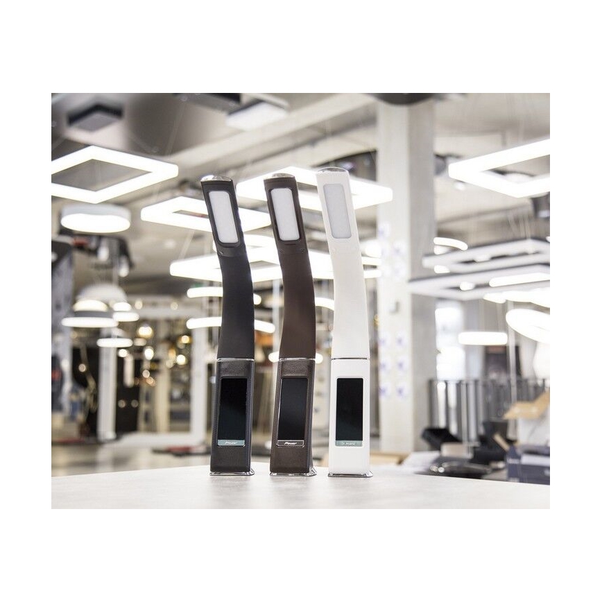 LED Himmennettävä pöytävalaisin näytöllä LEATHER LED/7W/230V ruskea