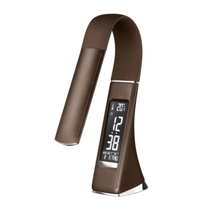 LED Himmennettävä pöytävalaisin näytöllä LEATHER LED/7W/230V ruskea