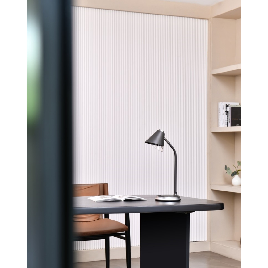 LED himmennettävä pöytävalaisin langattomalla latauksella FINCH LED/9W/12/230V harmaa/kiiltävä kromi