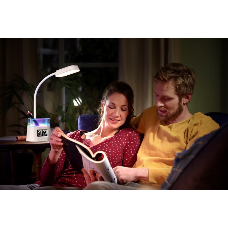 LED RGBW Himmennettävä pöytävalaisin kynän pidike FALCON LED/10W/5V