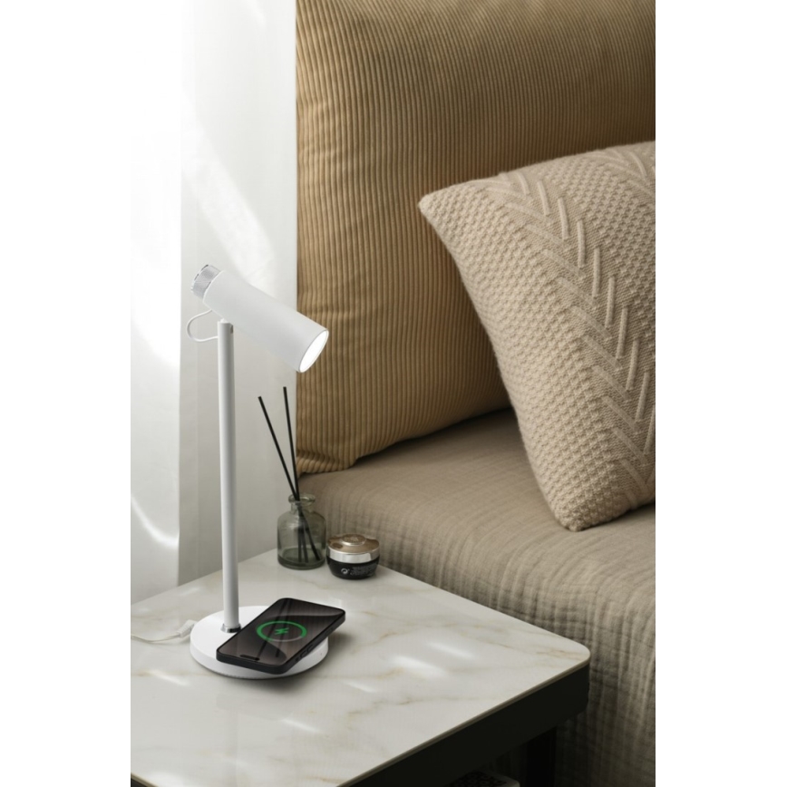 Himmennettävä LED-pöytävalaisin kanssa langaton Qi lataus TIT LED/12W/230V valkoinen