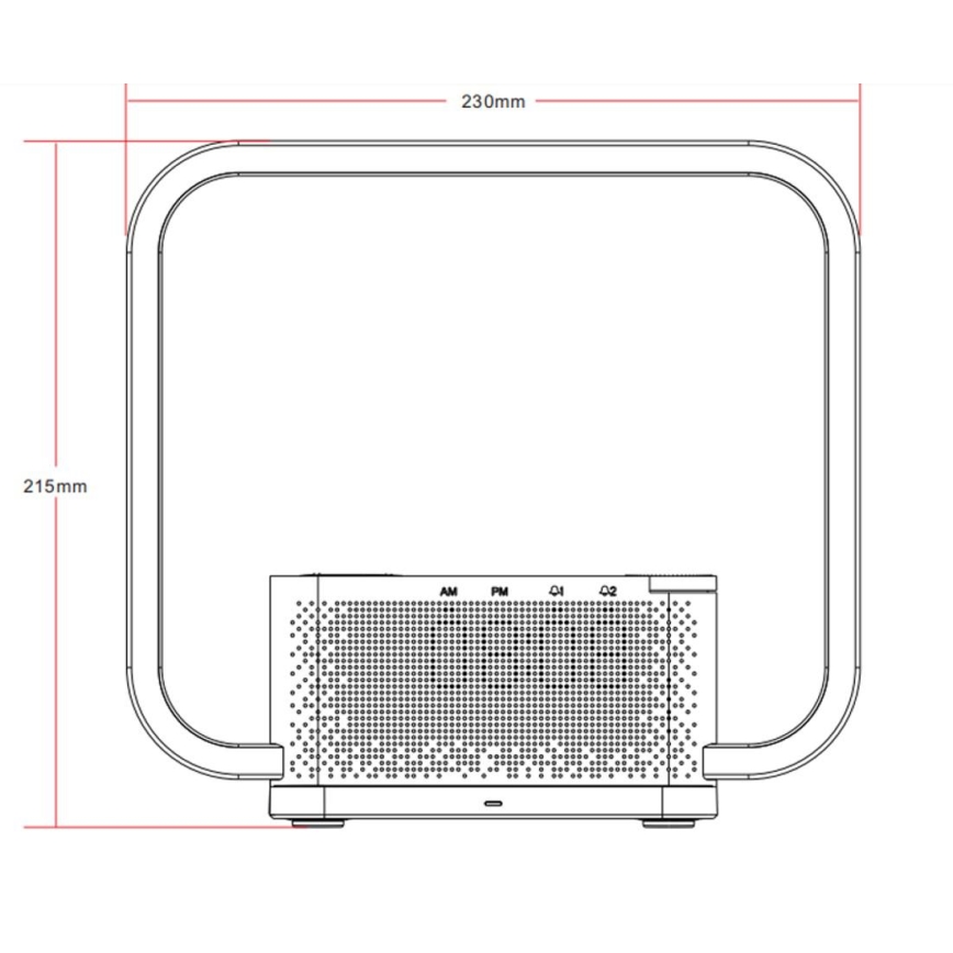 Himmennettävä LED-pöytävalaisin kanssa Herätyskello ja Qi lataus LED/18W/230V valkoinen