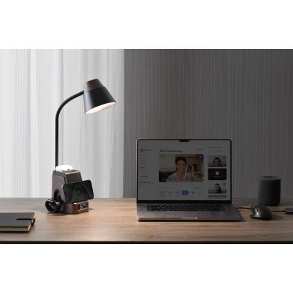 LED+CCT himmennettävä pöytävalaisin langattomalla QI-latauksella IDEAL LED/8W/230V 2700/4000/5000K ruskea