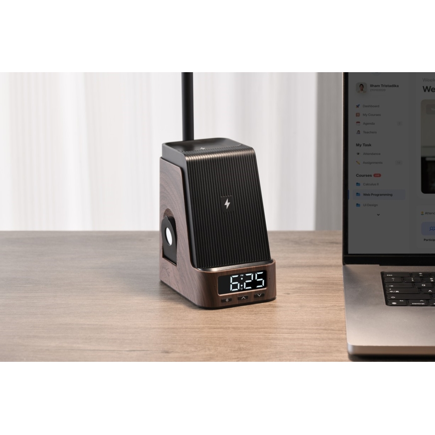 LED+CCT himmennettävä pöytävalaisin langattomalla QI-latauksella IDEAL LED/8W/230V 2700/4000/5000K ruskea