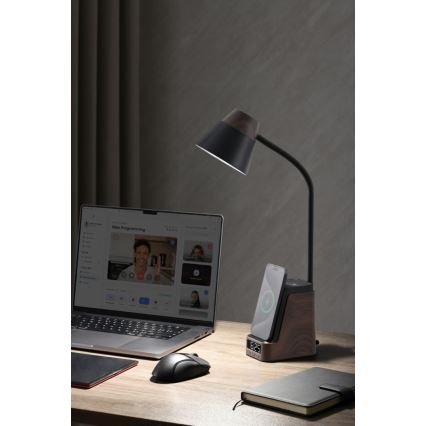 LED+CCT himmennettävä pöytävalaisin langattomalla QI-latauksella IDEAL LED/8W/230V 2700/4000/5000K ruskea