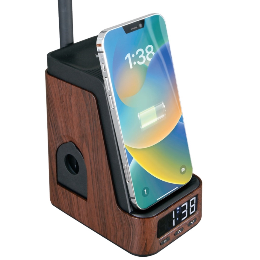 LED+CCT himmennettävä pöytävalaisin langattomalla QI-latauksella IDEAL LED/8W/230V 2700/4000/5000K ruskea