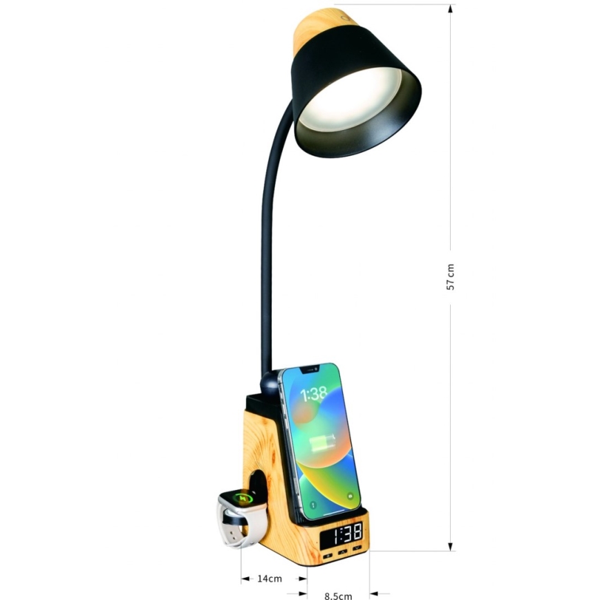 LED+CCT-himennettävä pöytälamppu langattomalla QI-latauksella IDEAL LED/8W/230V 2700/4000/5000K beige