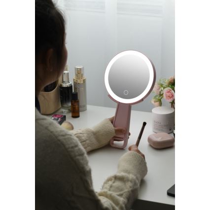 Immax 09102L - LED+CCT himmennettävä meikkipeili SWEET LED/3W/5V vaaleanpunainen
