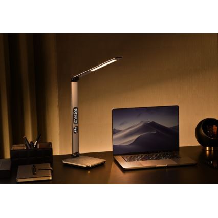 LED himmennettävä pöytälamppu LED/8,5W/230V langattomalla latauksella hopea