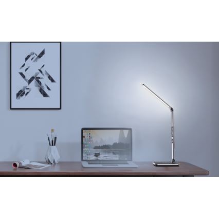 LED himmennettävä pöytälamppu LED/8,5W/230V langattomalla latauksella hopea