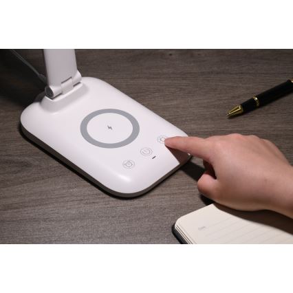 Himennettävä LED-pöytävalaisin langattomalla Qi-latauksella ja USB-liitännällä LUMI LED/7W/230V valkoinen