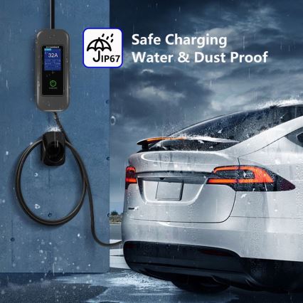 Immax - Matkustajien latausasema sähköautoille AC Type 2 32A/380V 22kW + 230V pistoke 5m Wi-Fi Tuya