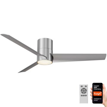 Immax NEO 07135-S - LED Kattotuuletin FRESH LED/18W/230V Wi-Fi Tuya mattakromi + kauko-ohjaus