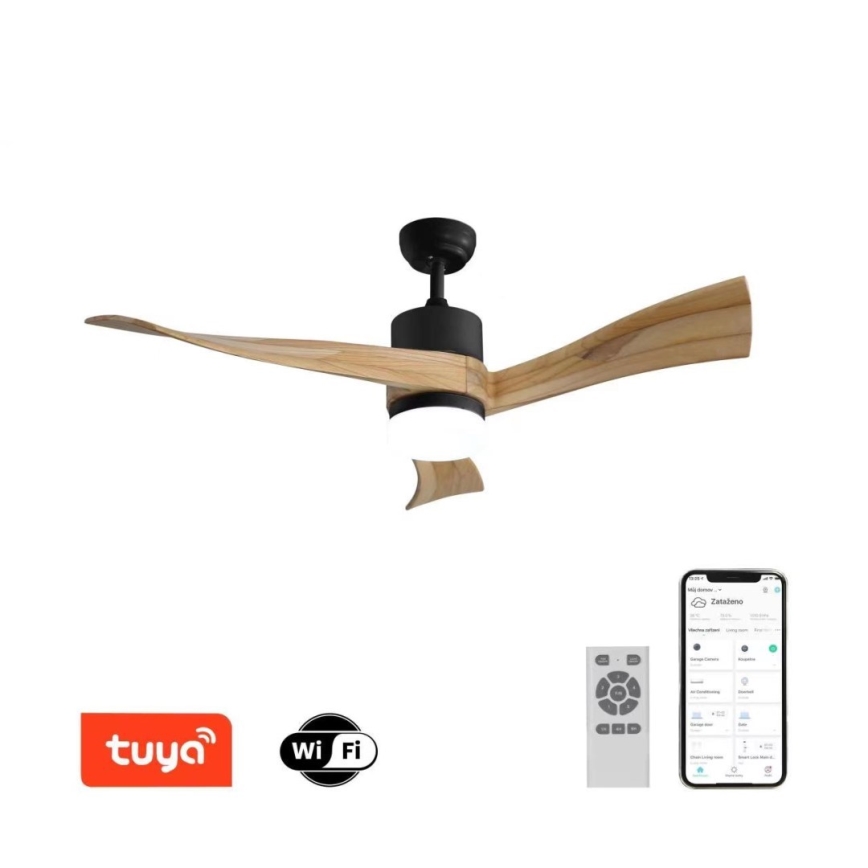 Immax NEO 07136-B - LED Kattotuuletin SOFISTICADO LED/18W/230V tammi Wi-Fi Tuya + kauko-ohjaus